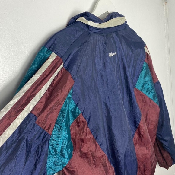 Funky festival jacket Vintage windbreaker light weight Wilson Navy Size large 80 - Picture 2 of 3